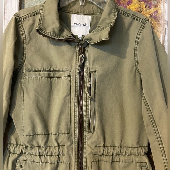 Madewell Sz S Fleet Jacket Olive Green Cotton Full Zip Military Anorak Shacket - Picture 5 of 11